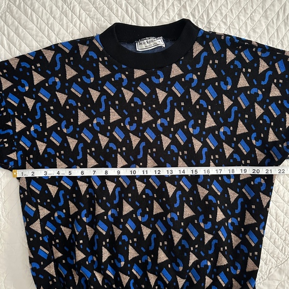 Vintage 80s 90s Jeric Knitwear Sweater Geometric Graphic Print Shimmer - Picture 6 of 9